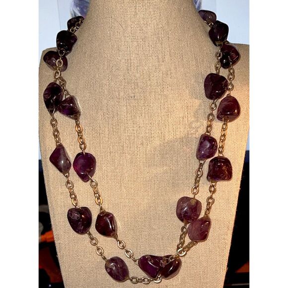 Amethyst Bead Necklace 28 in Vintage - Picture 1 of 4